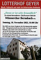 Männerchorkonzert im Lotterhof am 16.11.2025 um 16 Uhr