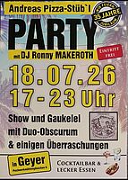 Party im Pizza-Stübel am 18.07. ab 17 Uhr
