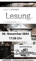 Autorenlesung am 8.11.24 um 17.30 Uhr mit Anett Steiner