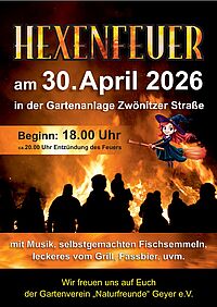Hexenfeuer in der Gartenanlage an der Zwönitzer Str. am 30.04. ab 18 Uhr