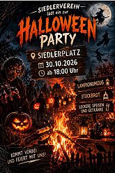 Halloween-Party am Siedlerplatz 30.10.2026 ab 18 Uhr