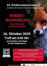 81. Erlebmniswanderung - Herbstwanderung Omis Steineweg und Greifenbachtal am 18.09.26, Treff 9:30 Uhr an der Binge